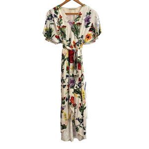Alice + Olivia Clarine Floral Midi Wrap Dress Belt Bold Beautiful Brooke Logan